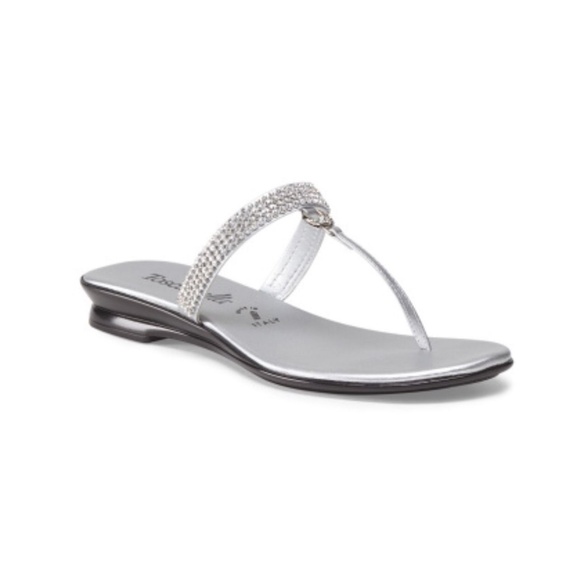 TOSCANELLA Made in Italy Thong Palms Sandal Silver rhinestones New in box!!! - Picture 1 of 9